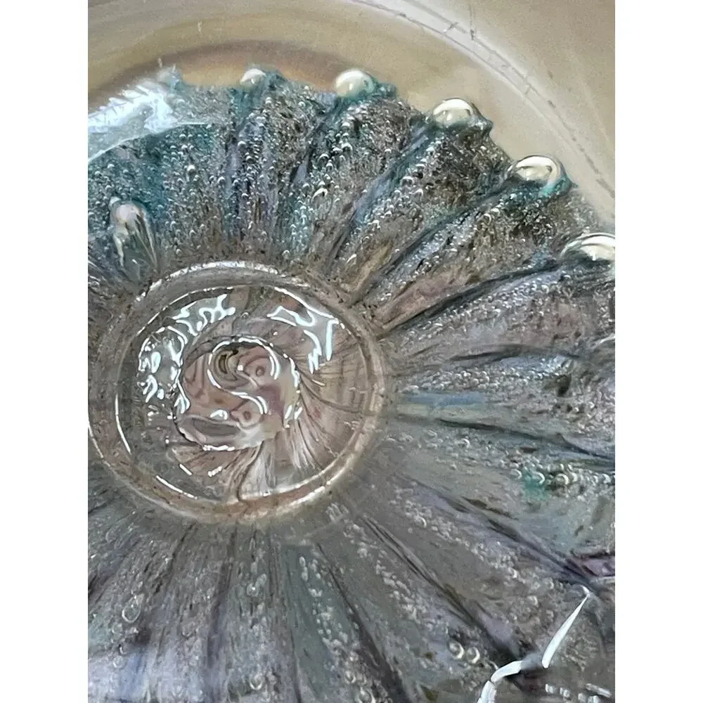 Hand Blown Art Glass Paperweight Blue/Purple Swirl Signed 